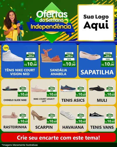 Modelo de Rede Social para Feed Instagram com o tema Ofertas da Semana da Independência para Calçados