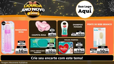 Modelo de TV para TV Horizontal com o tema Liquida Ano Novo É Aqui! para Bebês