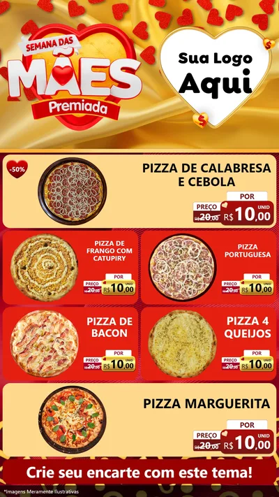 Modelo de TV para TV Vertical com o tema Semana das Mães Premiada para Pizzaria