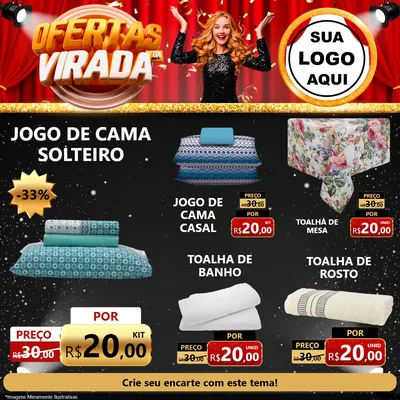 Modelo de Rede Social para Feed Facebook com o tema Ofertas da Virada para Cama, Mesa e Banho