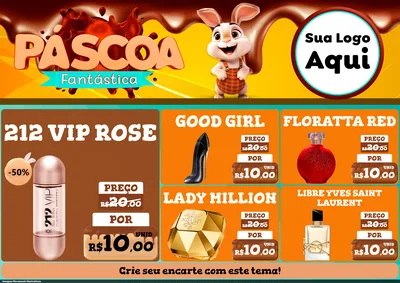 Modelo de Encarte para Encarte A4 Horizontal com o tema Páscoa Fantástica para Perfumes