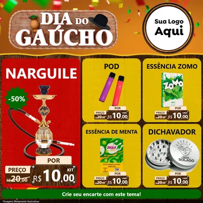 Modelo de Rede Social para Feed Facebook com o tema Dia do Gaúcho para Tabacaria