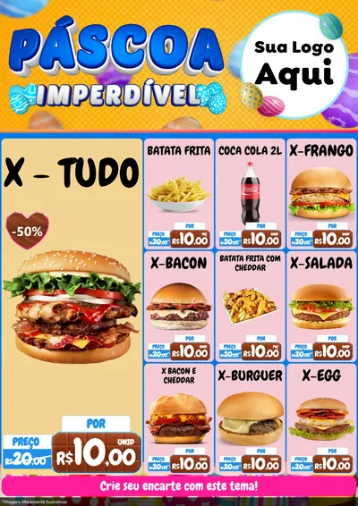 Modelo de Encarte para Encarte A4 Vertical com o tema Páscoa Imperdível para Hamburgueria