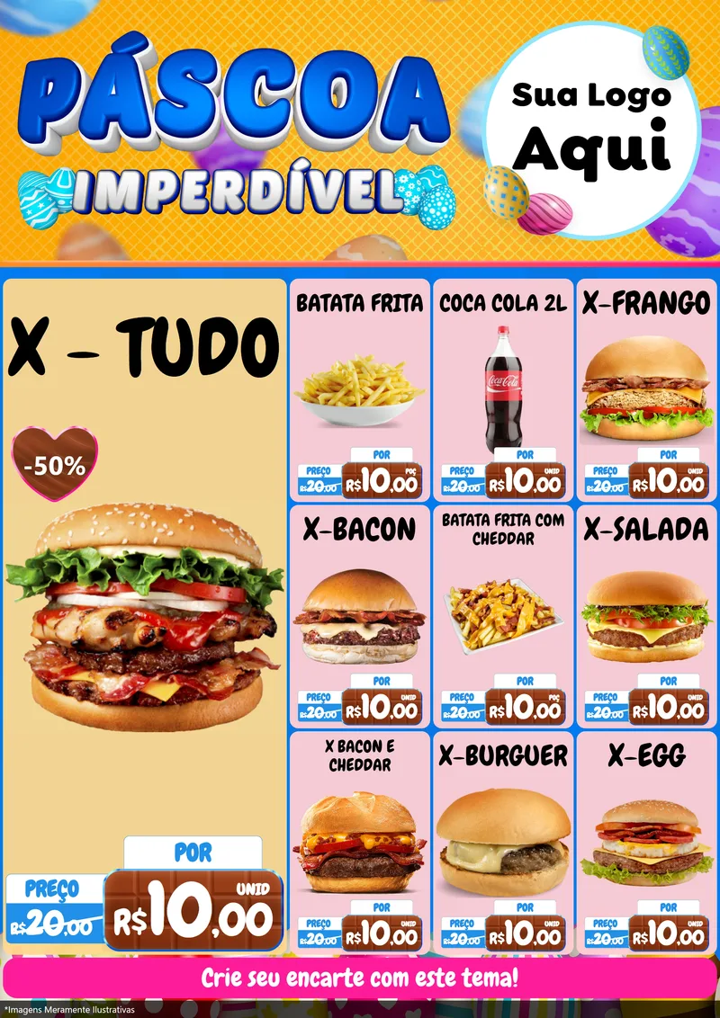 Modelo de Encarte para Encarte A4 Vertical com o tema Páscoa Imperdível para Hamburgueria