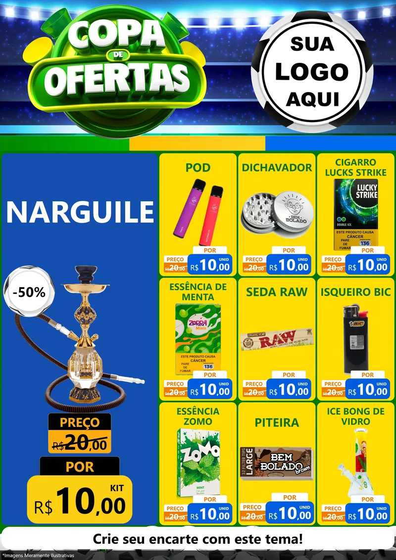 Modelo de Encarte para Encarte A4 Vertical com o tema Copa de Ofertas para Tabacaria