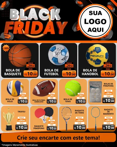 Modelo de Rede Social para Feed Instagram com o tema Black Friday para Artigos Esportivos