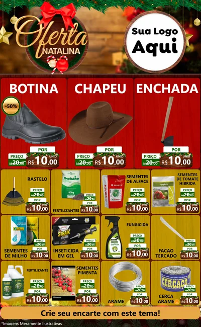 Modelo de Encarte para Encarte Grande com o tema Ofertas Natalina para Agropecuária