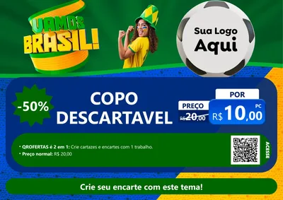 Modelo de Cartaz para Cartaz A4 Horizontal com o tema Vamos Brasil - Copa para Embalagens