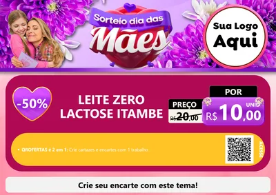 Modelo de Cartaz para Cartaz A4 Horizontal com o tema Sorteio Dia das Mães para Frios e Laticínios