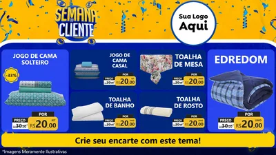 Modelo de TV para TV Horizontal com o tema Semana do Cliente para Cama, Mesa e Banho