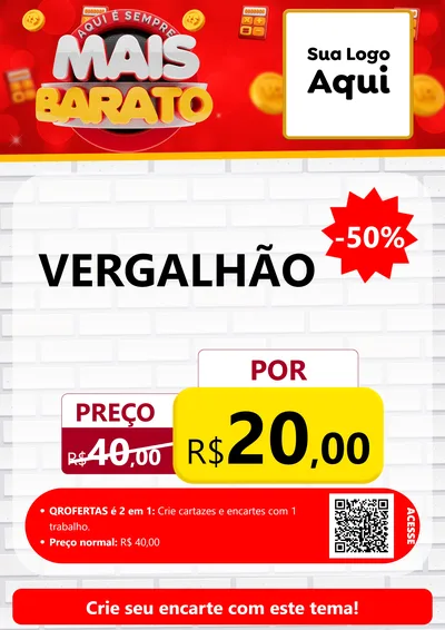 Modelo de Cartaz para Cartaz A4 Vertical com o tema Mais Barato para Ferragens