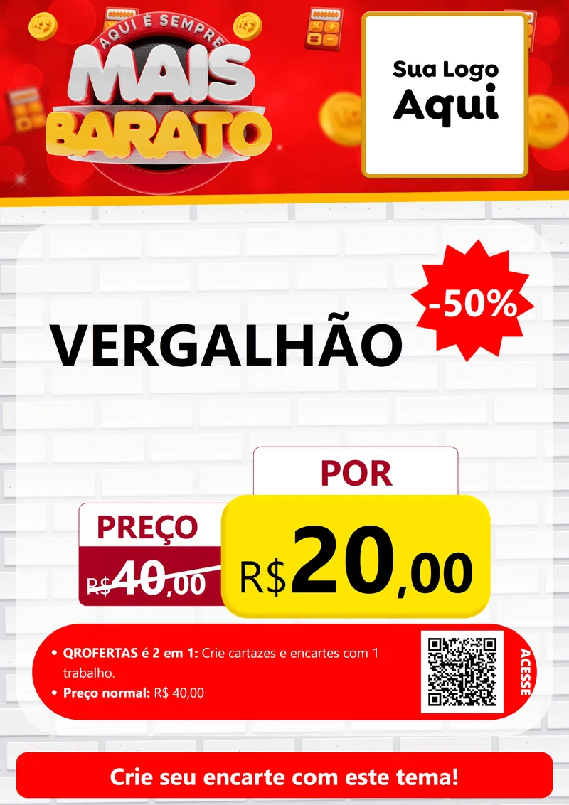 Modelo de Cartaz para Cartaz A4 Vertical com o tema Mais Barato para Ferragens