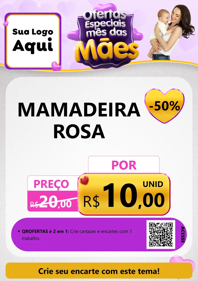Modelo de Cartaz para Cartaz A4 Vertical com o tema Ofertas Especiais - Mês das Mães para Bebês