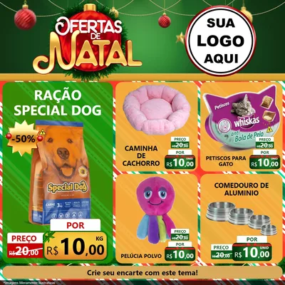 Modelo de Rede Social para Feed Facebook com o tema Ofertas de Natal para Pet Shop