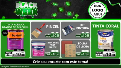 Modelo de TV para TV Horizontal com o tema Black Week para Tintas e Ferramentas