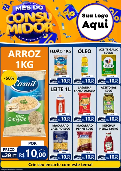 Modelo de Encarte para Encarte A4 Vertical com o tema Mês do Consumidor para Supermercado