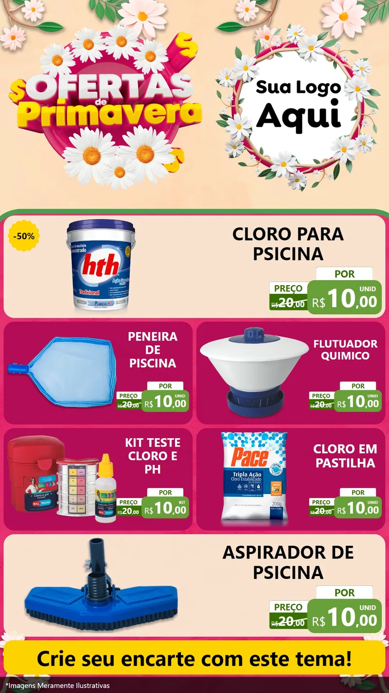 Modelo de TV para TV Vertical com o tema Ofertas de Primavera para Produtos para Piscina