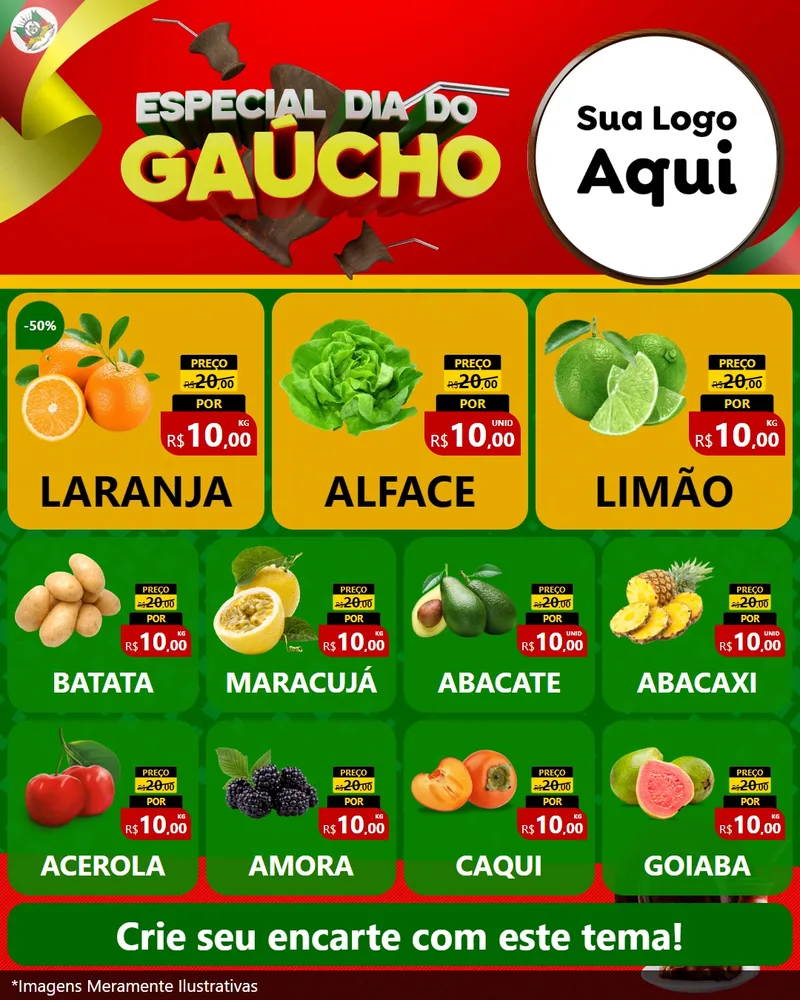 Modelo de Rede Social para Feed Instagram com o tema Especial Dia do Gaúcho para Hortifrúti