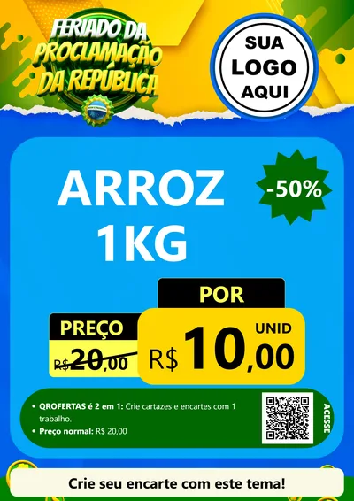 Modelo de Cartaz para Cartaz A4 Vertical com o tema Feriado da Proclamação da República para Supermercado