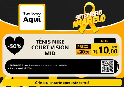 Modelo de Cartaz para Cartaz A4 Horizontal com o tema Setembro Amarelo para Calçados