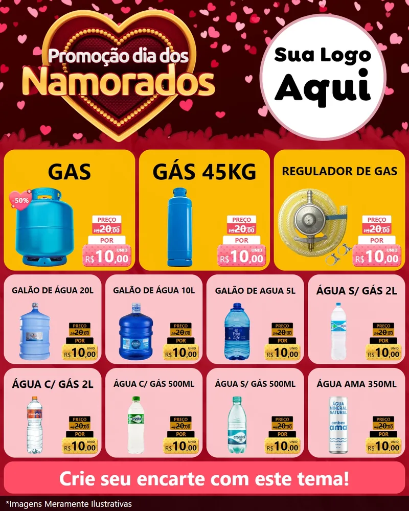 Modelo de Rede Social para Feed Instagram com o tema Promoção Dia Dos Namorados para Água e gás