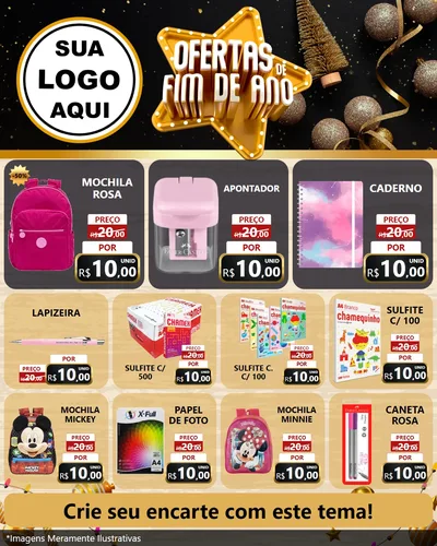 Modelo de Rede Social para Feed Instagram com o tema Ofertas de Fim de Ano para Papelaria