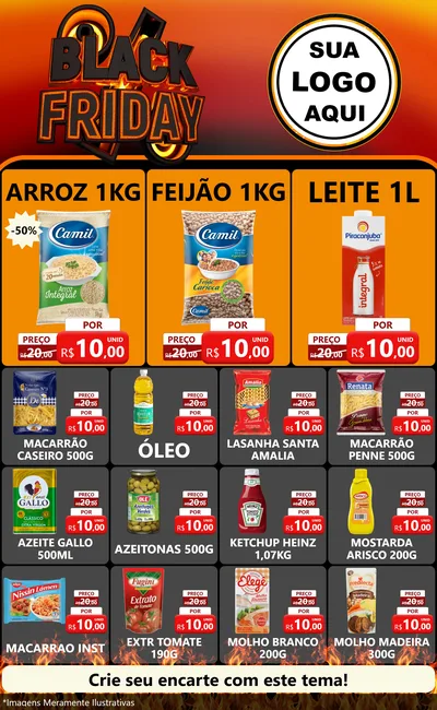 Modelo de Encarte para Encarte Grande com o tema Black Friday para Supermercado