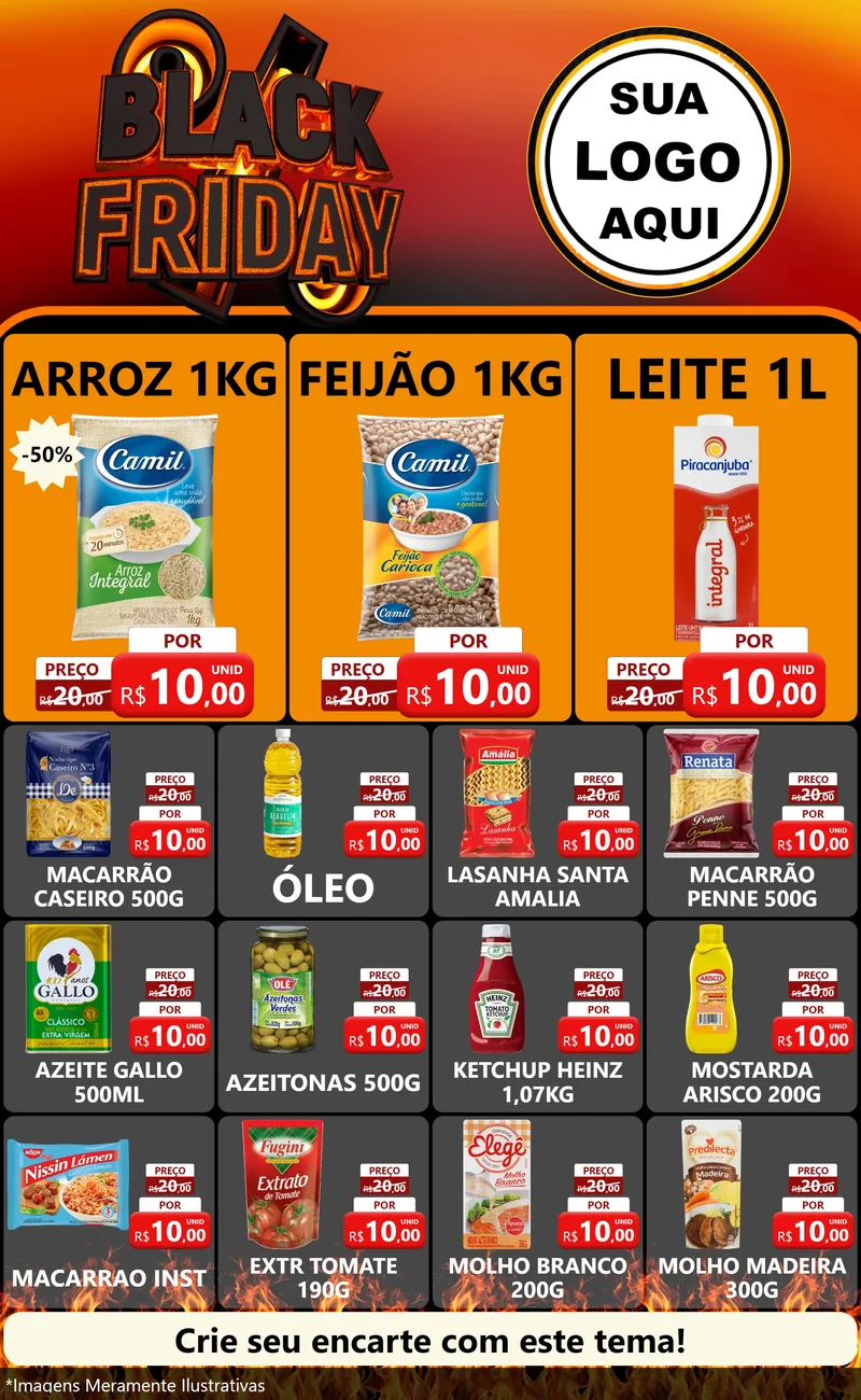 Modelo de Encarte para Encarte Grande com o tema Black Friday para Supermercado