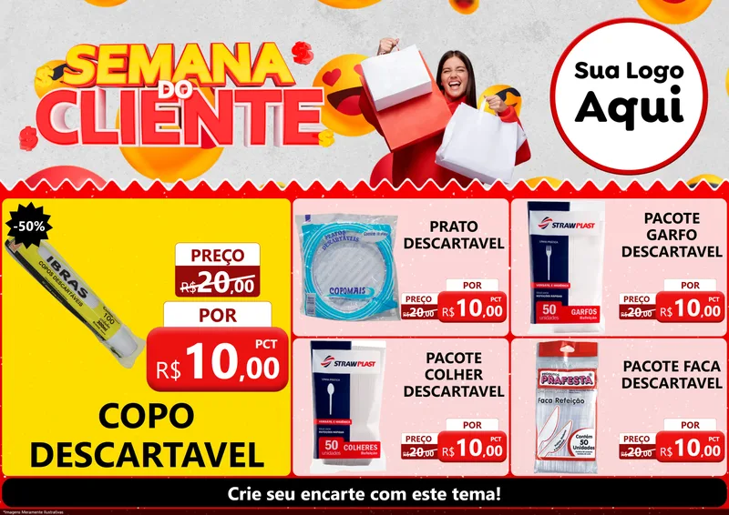 Modelo de Encarte para Encarte A4 Horizontal com o tema Semana do Cliente para Embalagens
