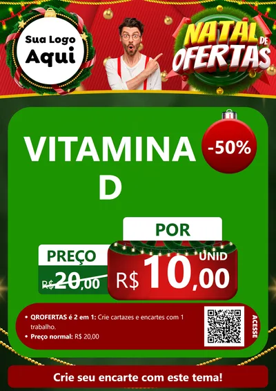 Modelo de Cartaz para Cartaz A4 Vertical com o tema Natal de Ofertas para Farmácia