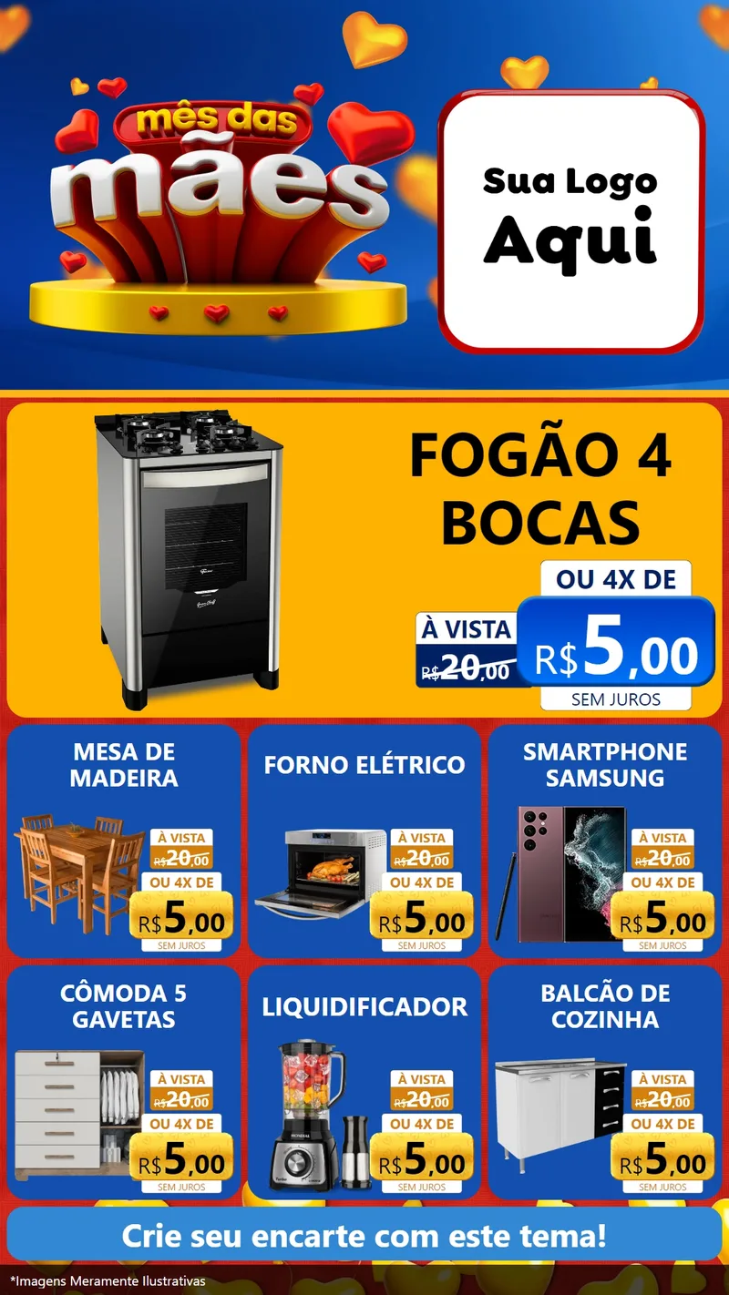 Modelo de Rede Social para Stories com o tema Mês das Mães para Móveis e Eletro