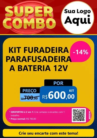 Modelo de Cartaz para Cartaz A4 Vertical com o tema Super Combo para Maquinas e Ferramentas