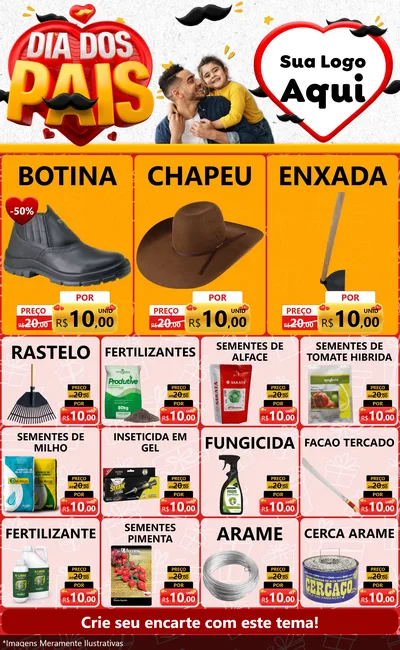 Modelo de Encarte para Encarte Grande com o tema Dia dos Pais para Agropecuária
