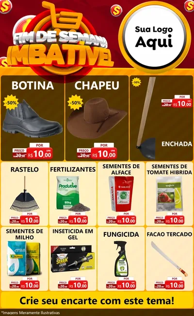 Modelo de Encarte para Encarte Grande com o tema Fim de Semana Imbatível para Agropecuária