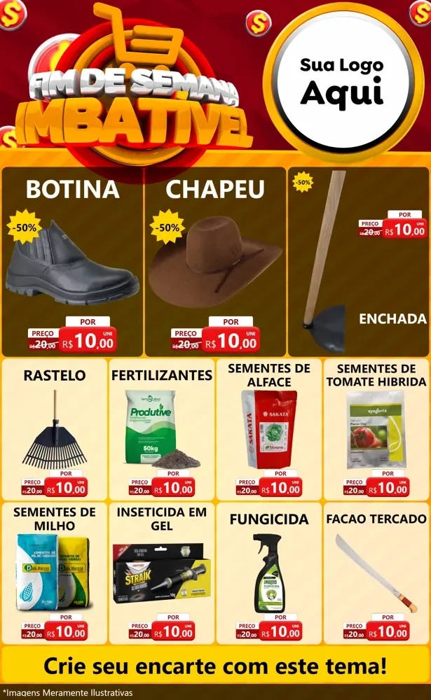 Modelo de Encarte para Encarte Grande com o tema Fim de Semana Imbatível para Agropecuária