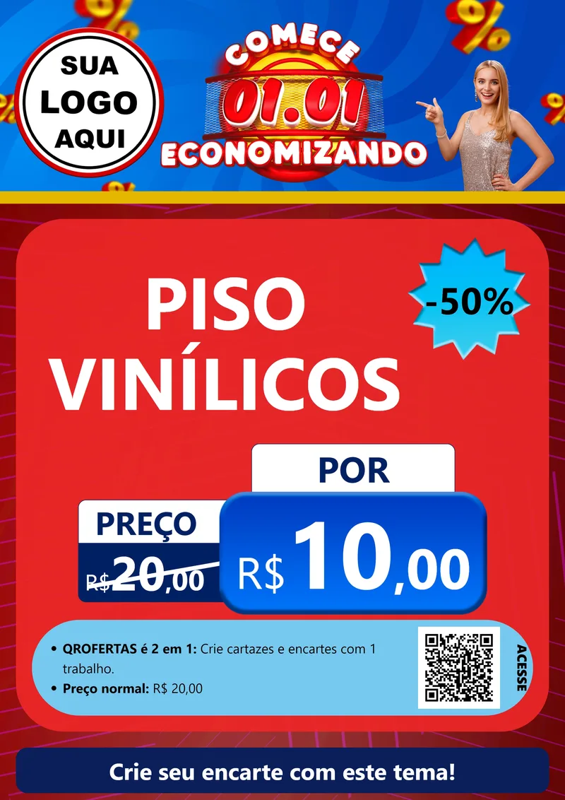 Modelo de Cartaz para Cartaz A4 Vertical com o tema Comece 1º de Janeiro Economizando para Material para Construção