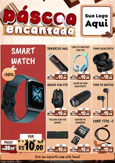Modelo de Encarte para Encarte A4 Vertical com o tema Páscoa Encantada para Informática