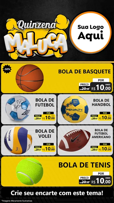 Modelo de TV para TV Vertical com o tema Quinzena Maluca para Artigos Esportivos