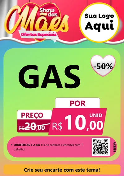 Modelo de Cartaz para Cartaz A4 Vertical com o tema Show das Mães - Ofertas Especiais para Água e gás