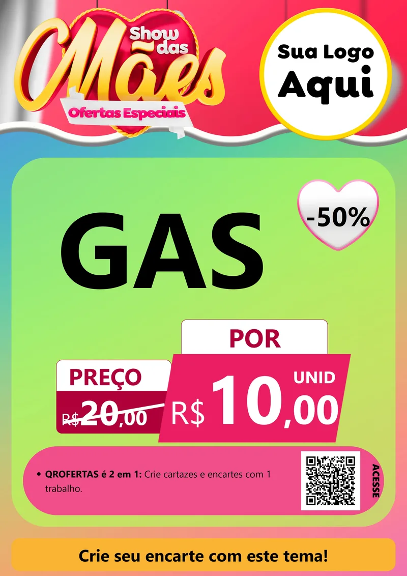 Modelo de Cartaz para Cartaz A4 Vertical com o tema Show das Mães - Ofertas Especiais para Água e gás