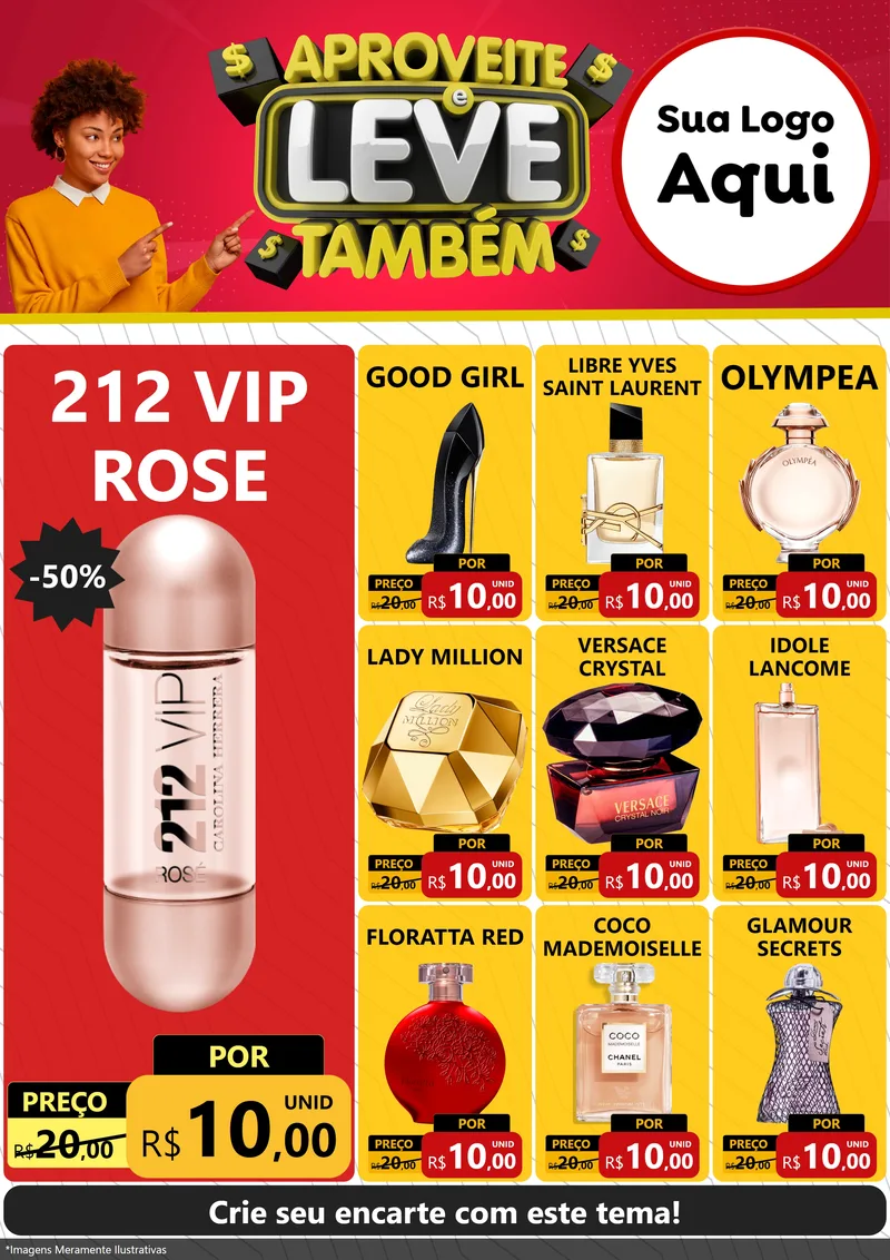 Modelo de Encarte para Encarte A4 Vertical com o tema Aproveite e Leve Também para Perfumes