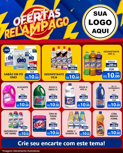 Modelo de Rede Social para Feed Instagram com o tema Ofertas Relâmpago para Produtos de Limpeza