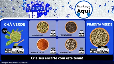 Modelo de TV para TV Horizontal com o tema Promoção de Aniversário - 15 Anos para Produtos Naturais
