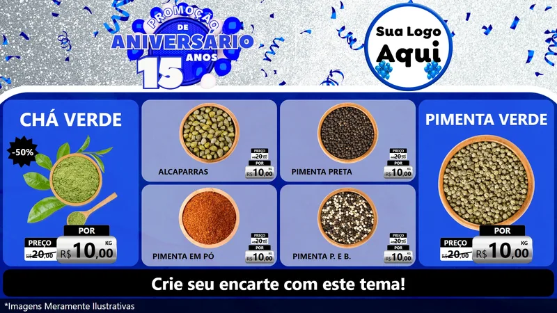 Modelo de TV para TV Horizontal com o tema Promoção de Aniversário - 15 Anos para Produtos Naturais