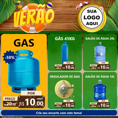 Modelo de Rede Social para Feed Facebook com o tema Verão para Água e gás