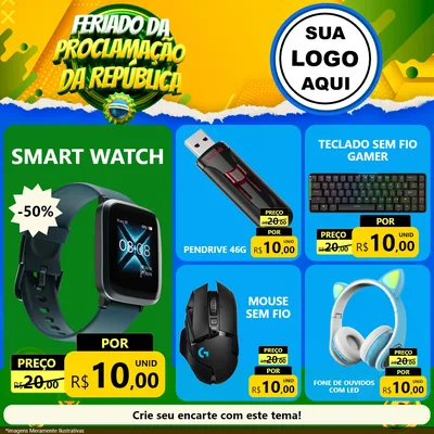 Modelo de Rede Social para Feed Facebook com o tema Feriado da Proclamação da República para Informática