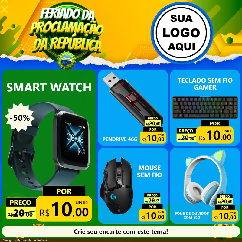 Modelo de Rede Social para Feed Facebook com o tema Feriado da Proclamação da República para Informática