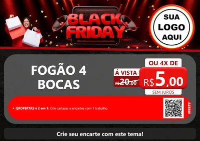 Modelo de Cartaz para Cartaz A4 Horizontal com o tema Black Friday para Móveis e Eletro