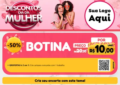 Modelo de Cartaz para Cartaz A4 Horizontal com o tema Descontos Dia da Mulher para Agropecuária