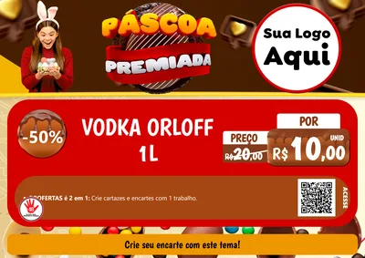 Modelo de Cartaz para Cartaz A4 Horizontal com o tema Páscoa Premiada para Distribuidora de bebidas